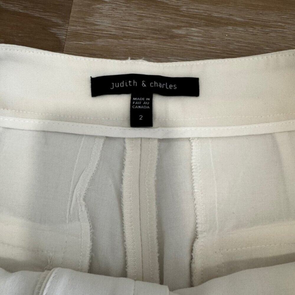 Judith & Charles | White High Waisted Tuxedo Stripe Pants size 2 - Picture 5 of 8